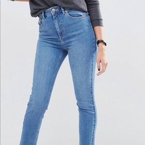 ASOS slim mom jeans w/ side tabs and stepped hem
